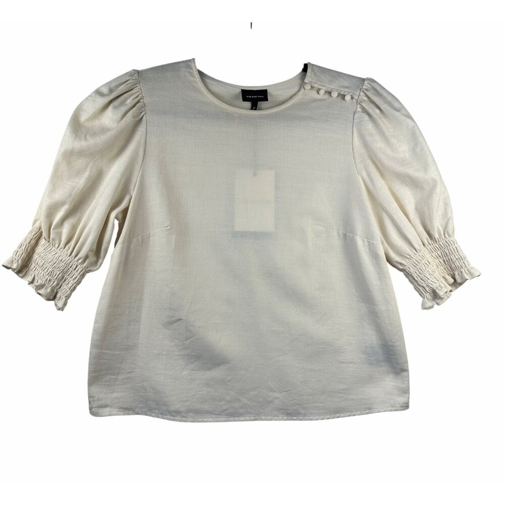Who What Wear Womens Puff Sleeve Blouse Size XS Cream Coquette Feminine Top  NWT